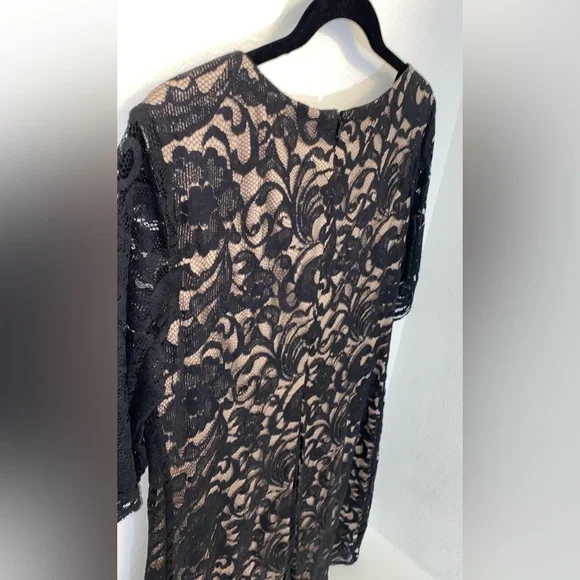 R&K Black Lace Dress with Nude underlay. Size 14. - Picture 5 of 8